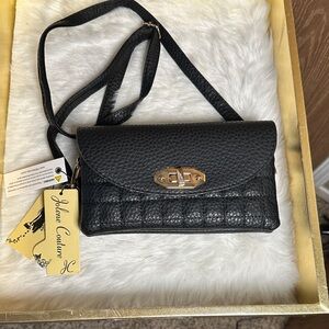 Black Textured Crossbody Bag